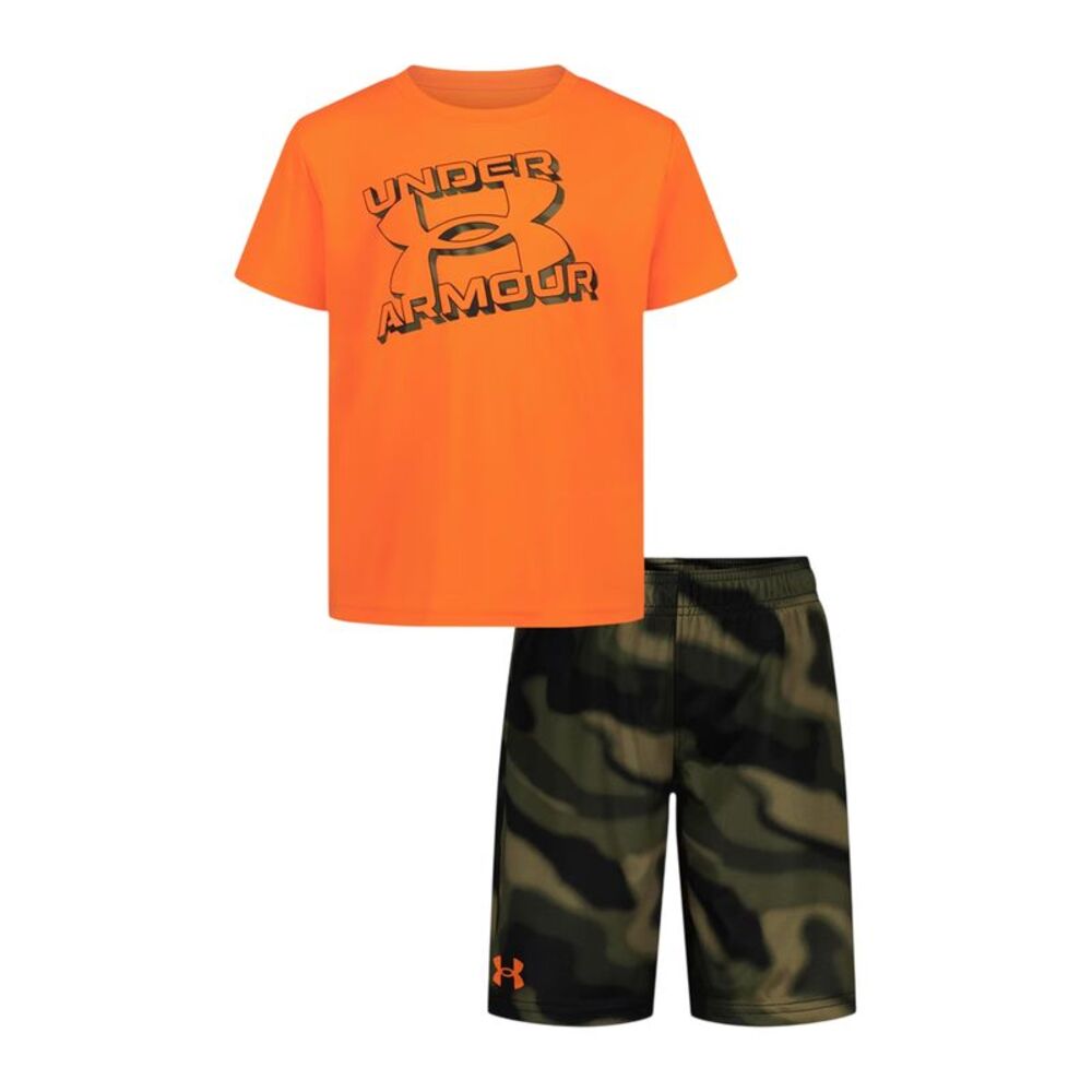 Under Armour Boys Tech Large Logo T-Shirt & Shorts Set / Orange